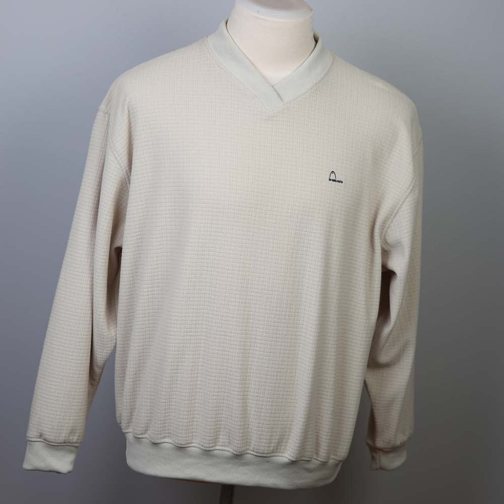 Head Skis Men's Sweater polyester L white greyish vintage RARE